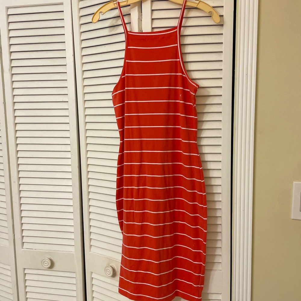 Women’s Striped Halter Body-con Sleeveless Dress